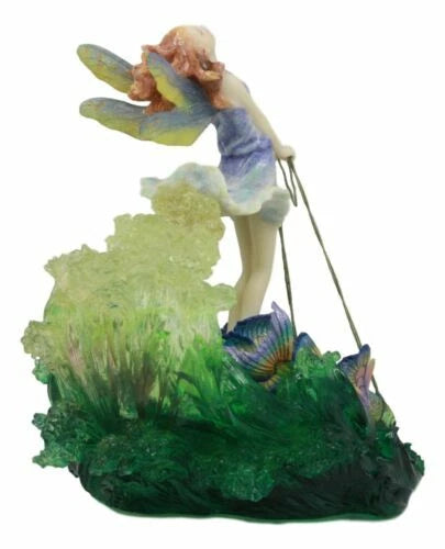 Estatua de pared de Josephine, el sueño del surfista, hada del océano montando un carro de peces arcoíris-2