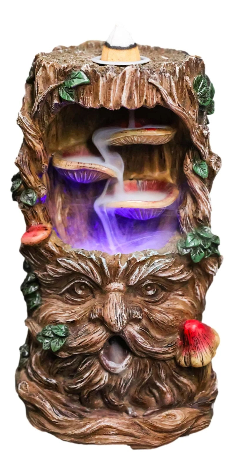 Forest Celtic Greenman Tree Ent With Fungi Pillar Backflow Incense Cone Burner-2