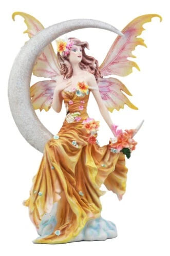 Nene Thomas Art Celestial Crescent Moon Earth Elemental Floral Fairy Statue 11"H-2