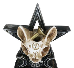 Occult Ouija Cat Skull With Triple Moon And Pentagram Backflow Incense Burner-3