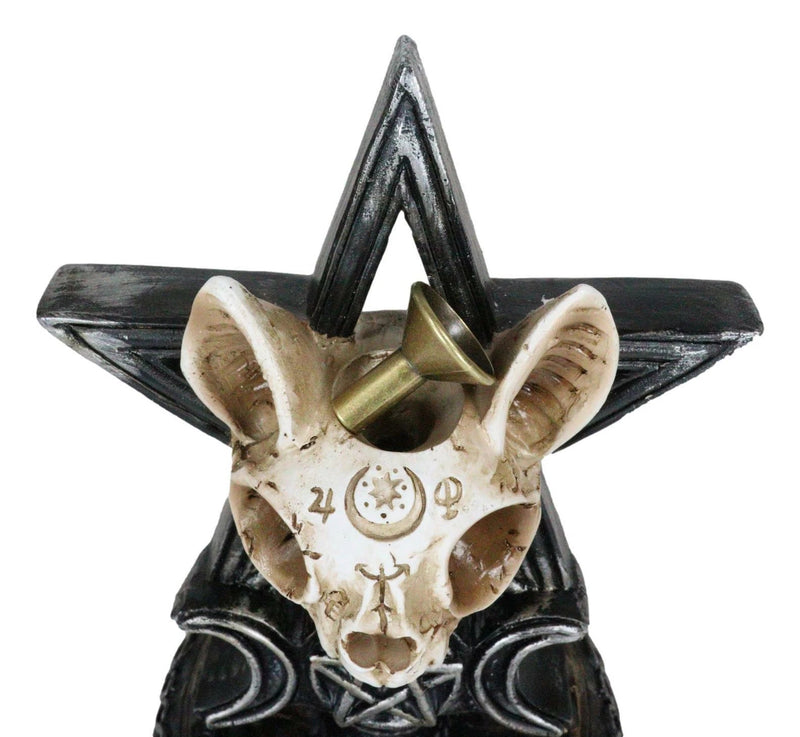 Occult Ouija Cat Skull With Triple Moon And Pentagram Backflow Incense Burner-3
