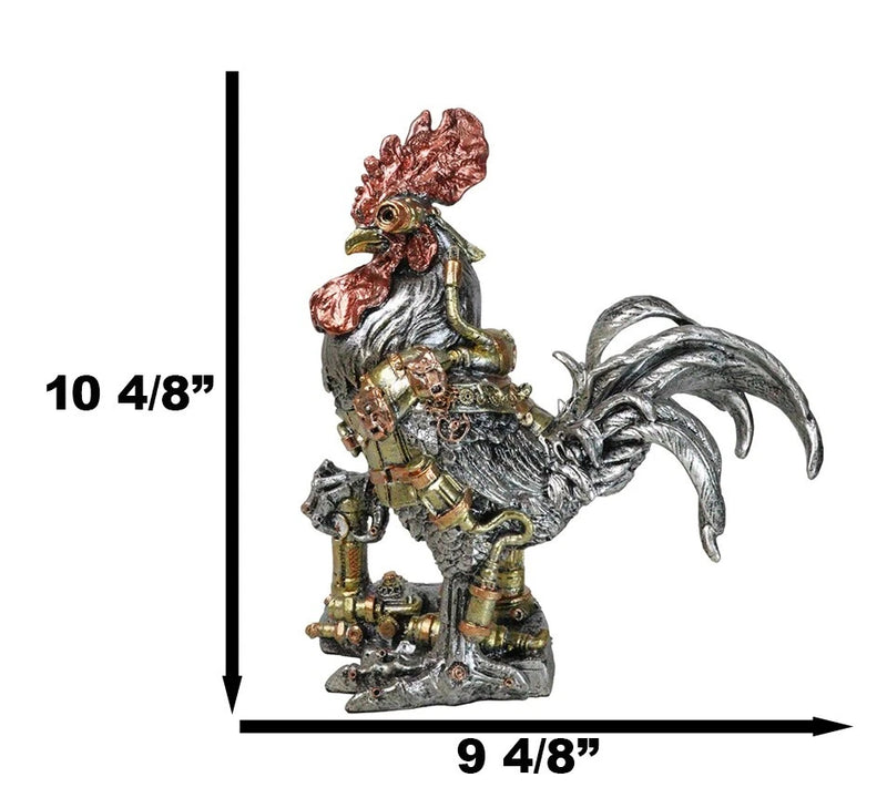 Steampunk Gearwork Robotic Cyborg Rooster Chicken In Battle Armor Figurine-2