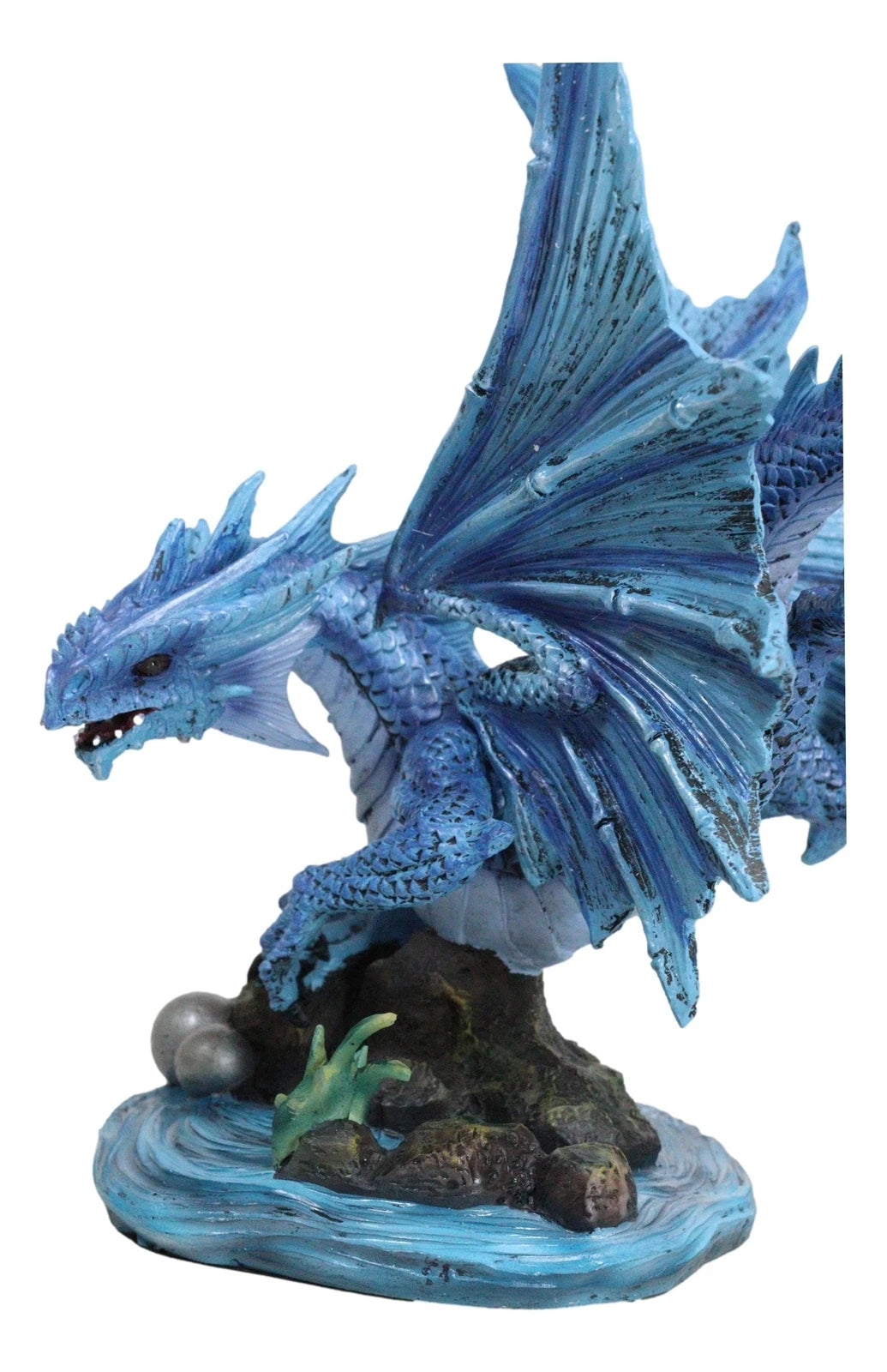 Large 10.25"H Aqua Elemental Pearl Water Dragon Swimming In Deep Sea Statue-3