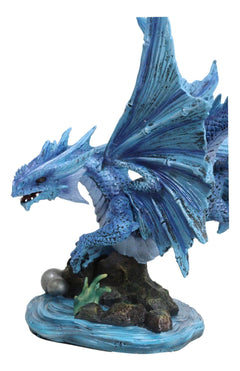 Large 10.25"H Aqua Elemental Pearl Water Dragon Swimming In Deep Sea Statue-3