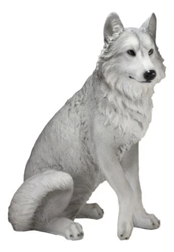 Estatua grande de lobo gris alfa sentado de Dakota Wildlife, 20,5" de alto-2