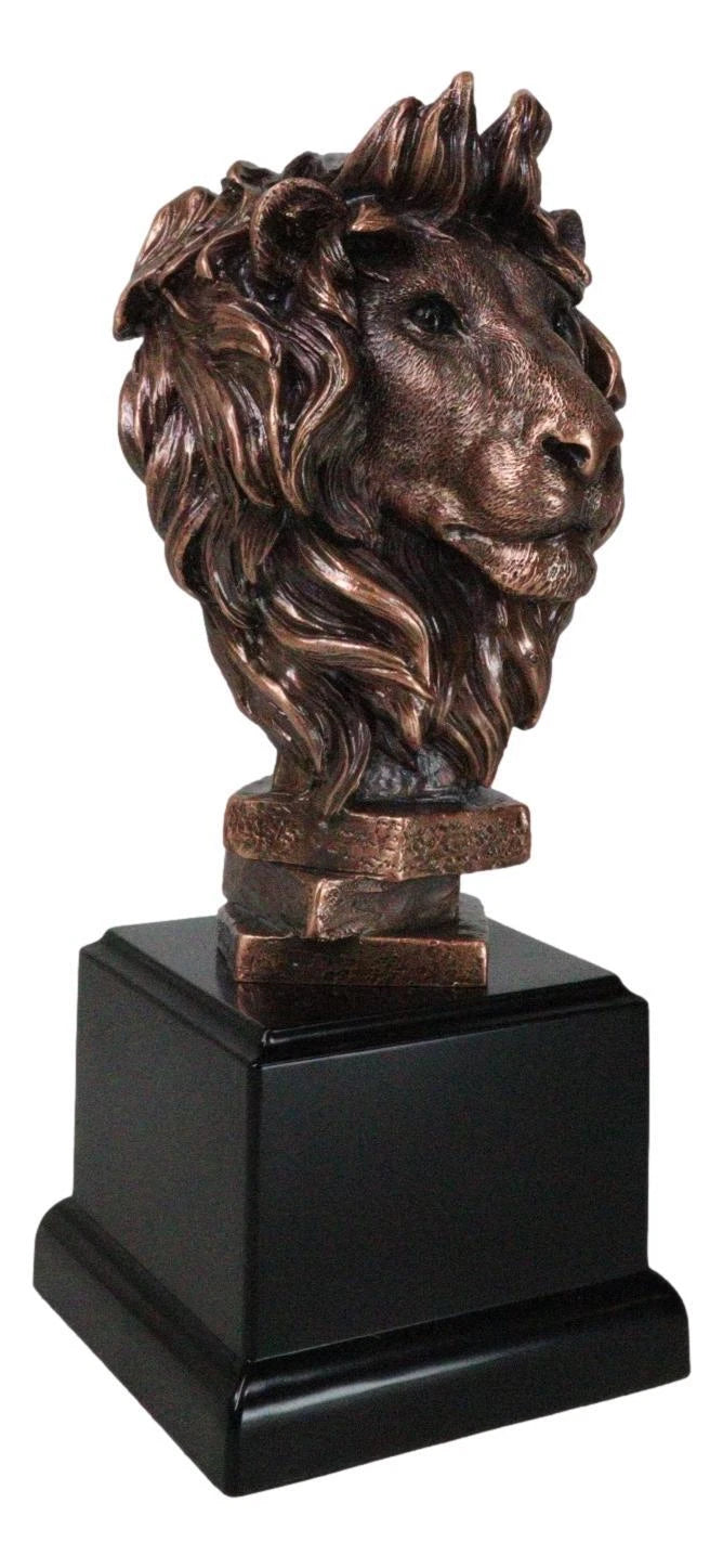 King Of The Jungle African Lion Pride Bust Bronze Electroplated Figurine Statue-4