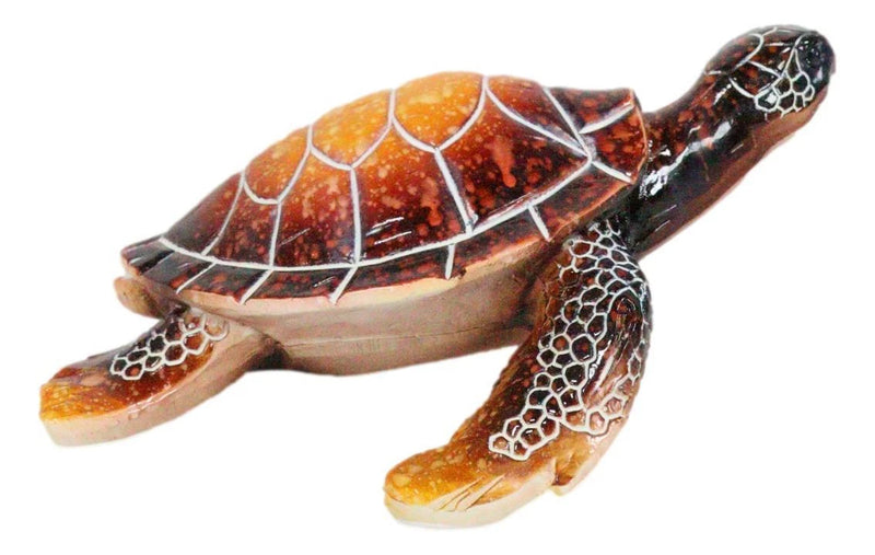 Nautical Ocean Brown Hues Giant Sea Turtle Swimming Decorative Figurine Tortoise-5