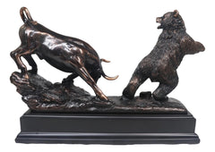 Wall Street Stock Market Signature Charging Bull With Conceding Bear Statue-5