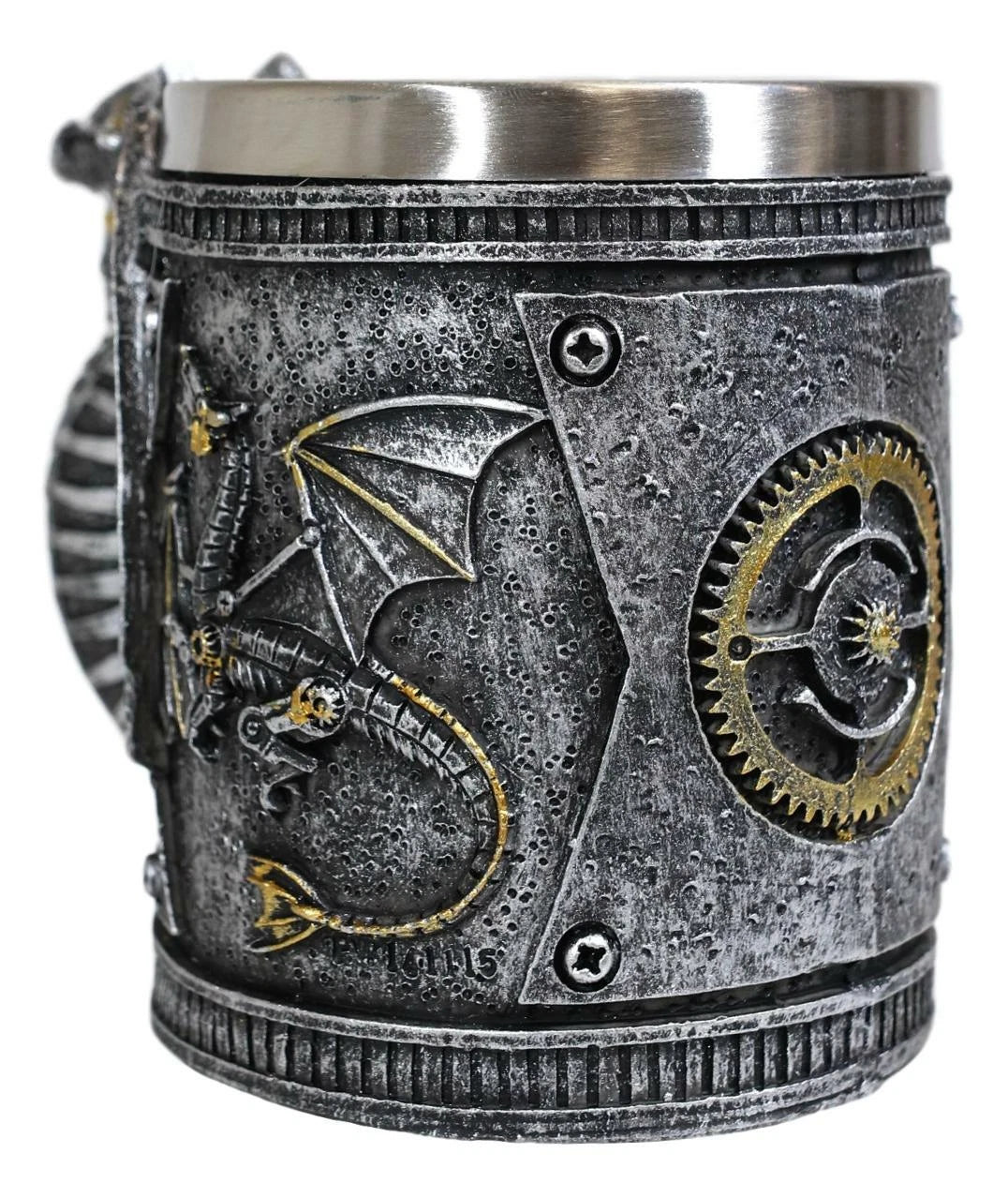 Silver Surfer Steampunk Cyborg Robotic Dragon Jarra de cerveza Jarra Taza de café-2