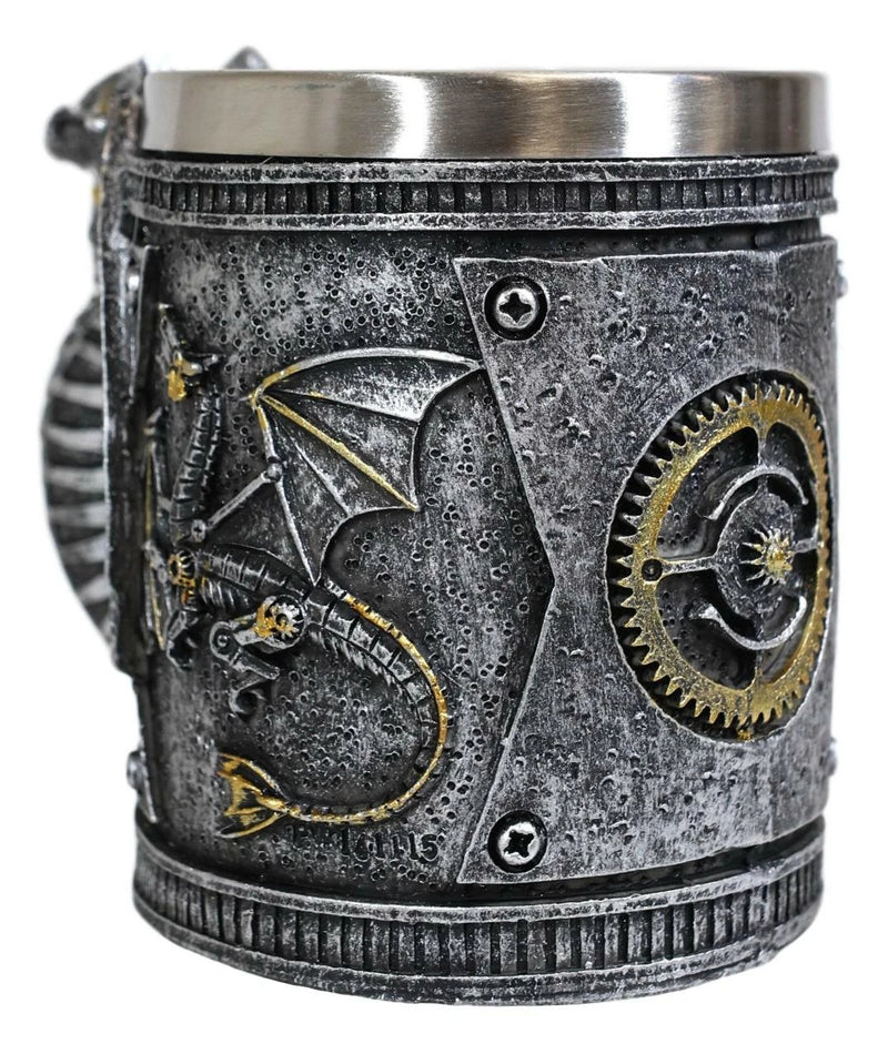 Silver Surfer Steampunk Cyborg Robotic Dragon Jarra de cerveza Jarra Taza de café-2