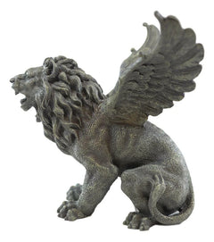 Gothic Winged Aslan Roaring Lion Battle War Cry Gargoyle Figurine 7"H-2