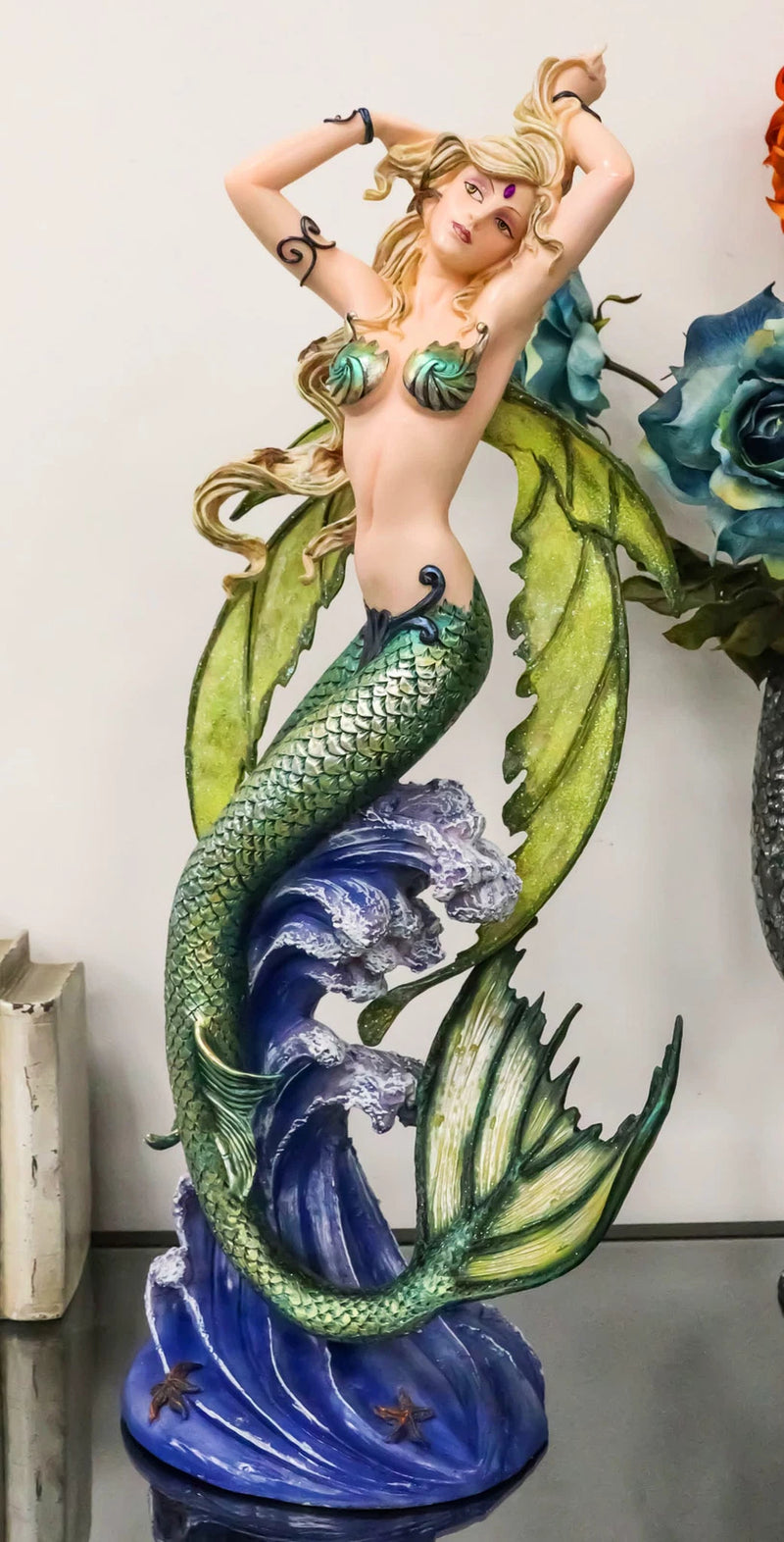 Large Nautical Ocean Dancing Mermaid Statue 26"H Goddess Venus Rising Figurine-1