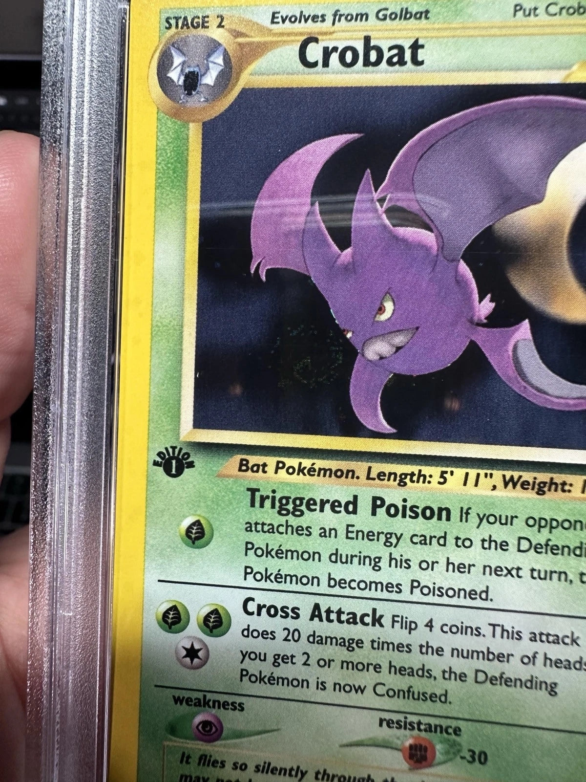 Pokemon 2001 Crobat 1st Holo + Swirl! 4/64 Neo PSA 8-3