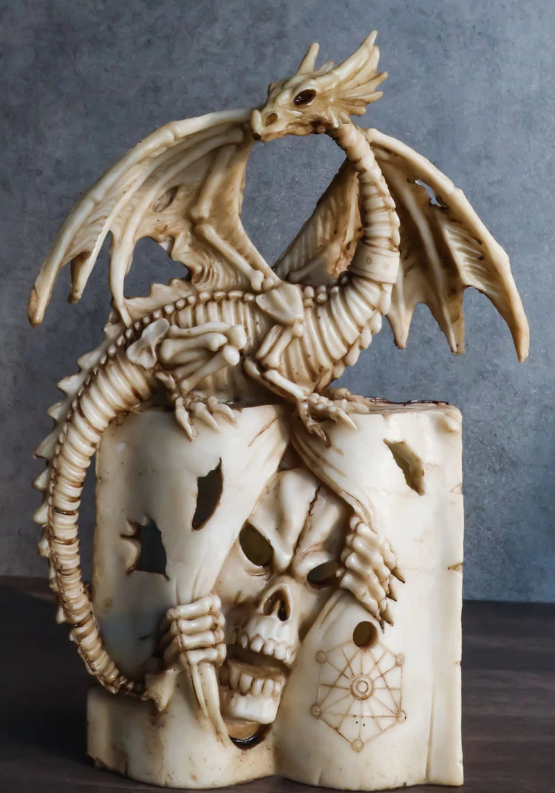 Skeleton Bone Dragon On Spell Book Of The Dead Skull Mummy LED Light Figurine-4