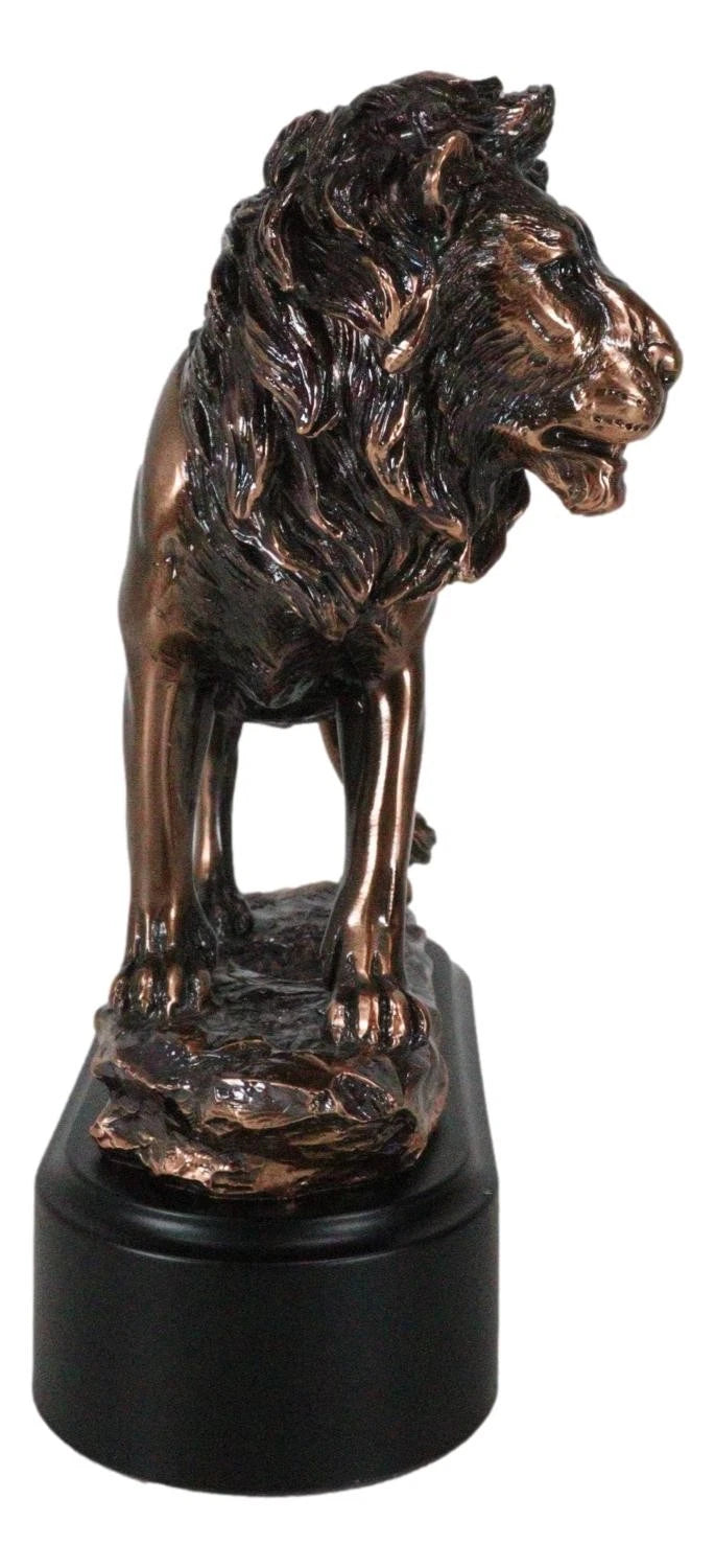 King Of The Jungle African Lion Pride Rock Scene Bronze Electroplated Figurine-3