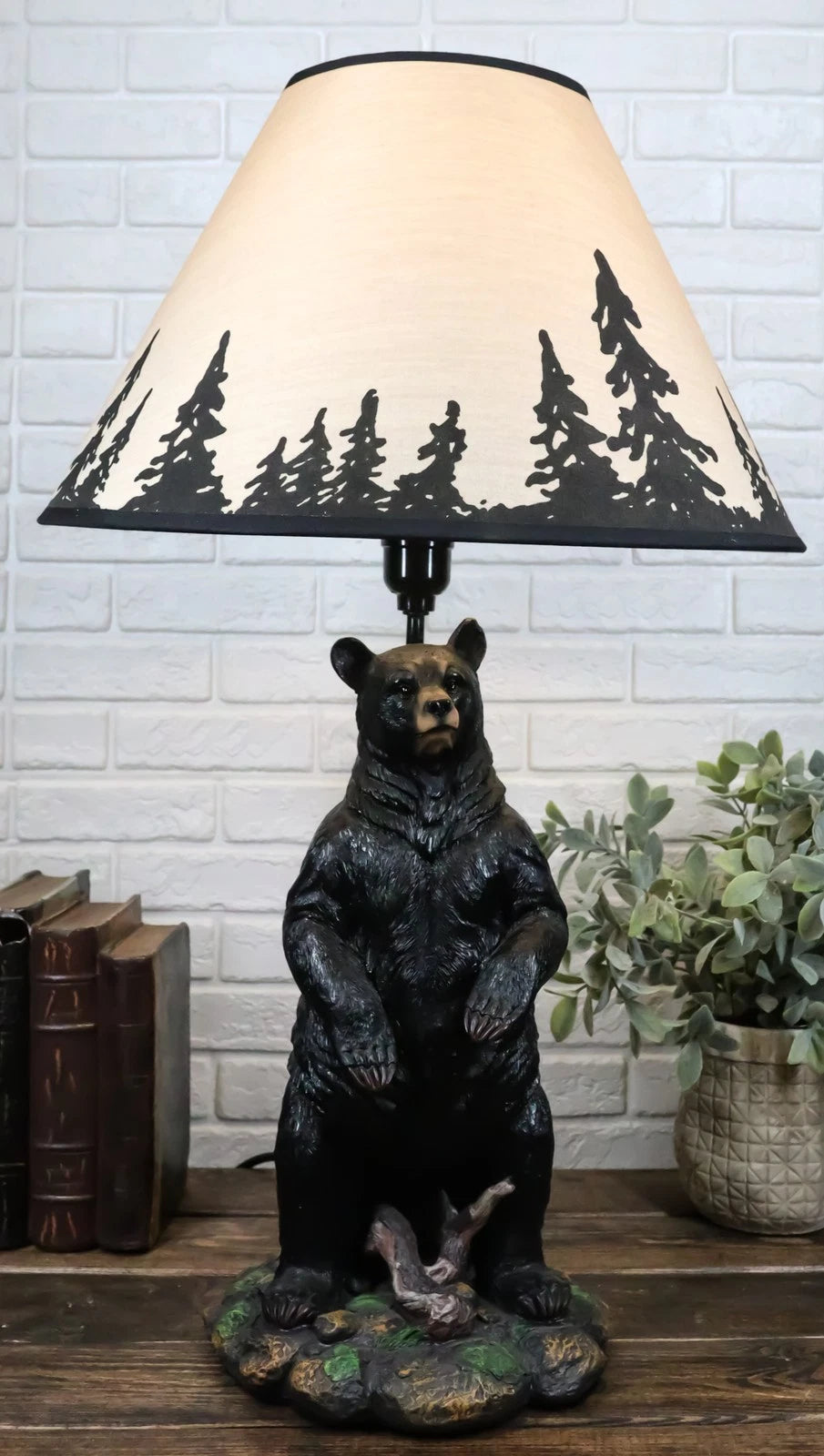 Large Standing Black Bear Surveyor Arkadius Desktop Table Lamp Decor Figurine-2