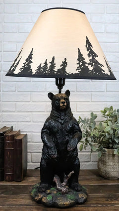 Large Standing Black Bear Surveyor Arkadius Desktop Table Lamp Decor Figurine-2
