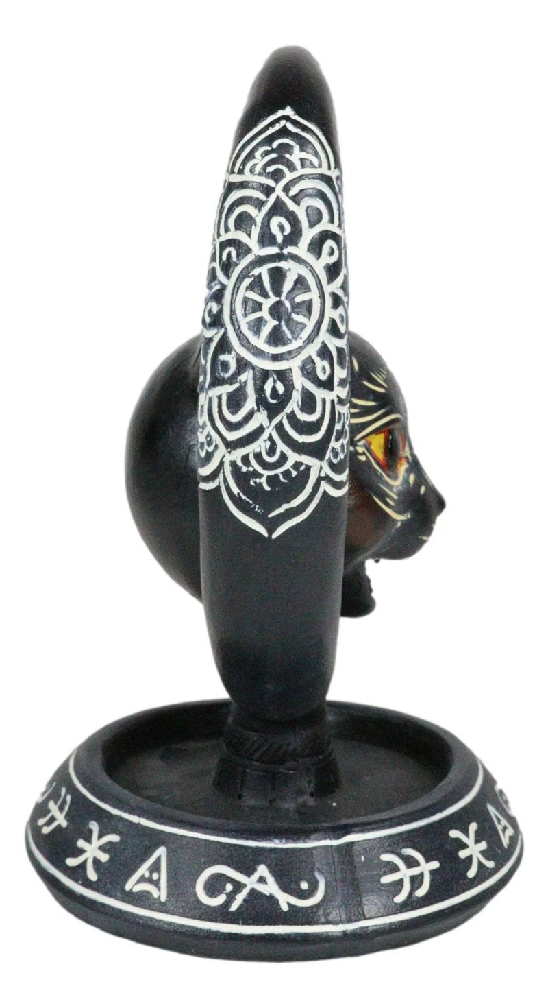 Occult Wicca Sacred Geometry Black Cat Crescent Moon Backflow Incense Burner-2