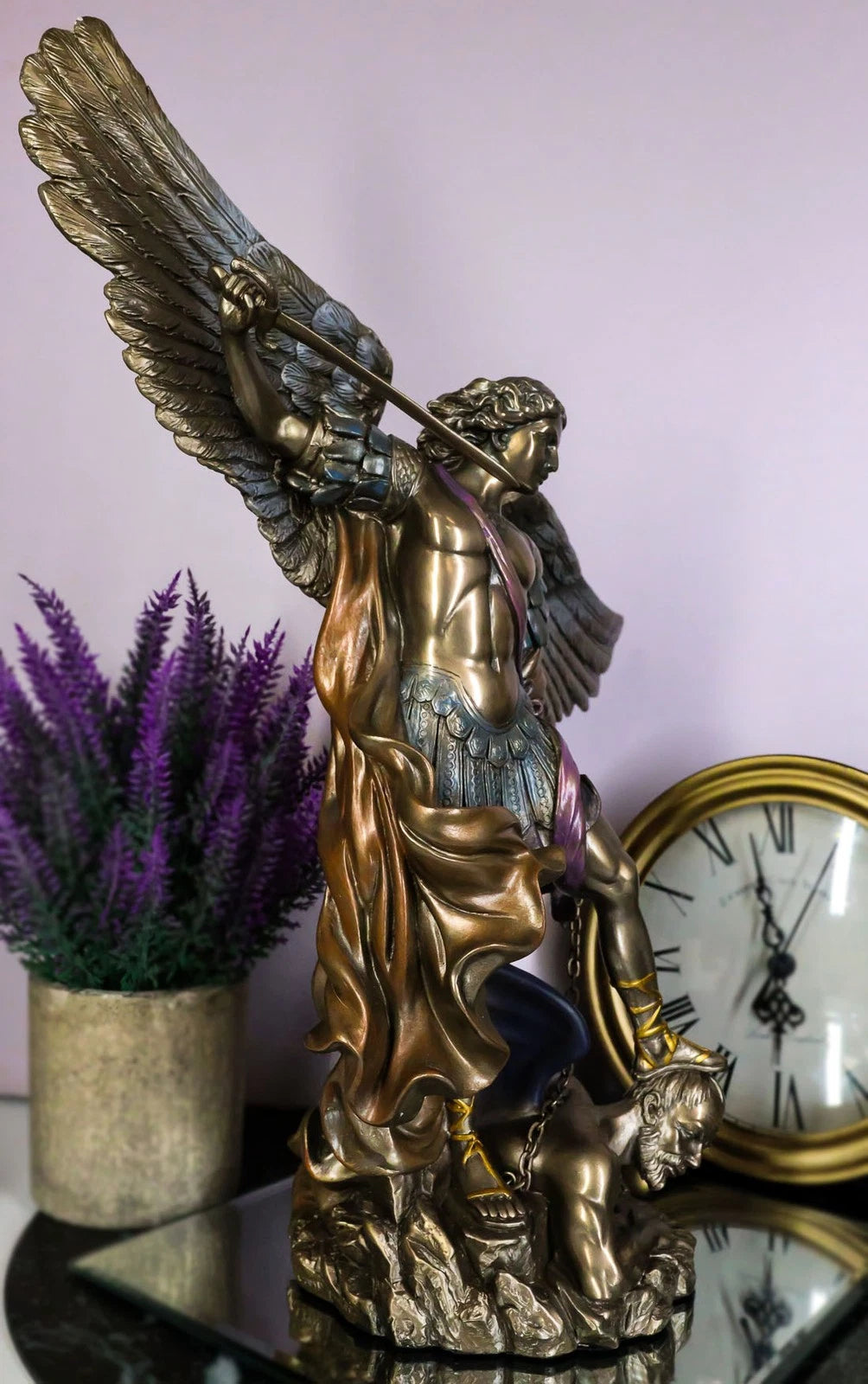 Archangel Saint Michael With Chained Satan On His Feet Collectible Figurine-1