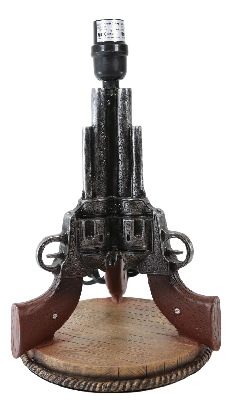 Western Wild West Triple Six Shooters Revolver Guns Side Table Lamp Statue Decor-3