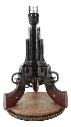 Western Wild West Triple Six Shooters Revolver Guns Side Table Lamp Statue Decor-3
