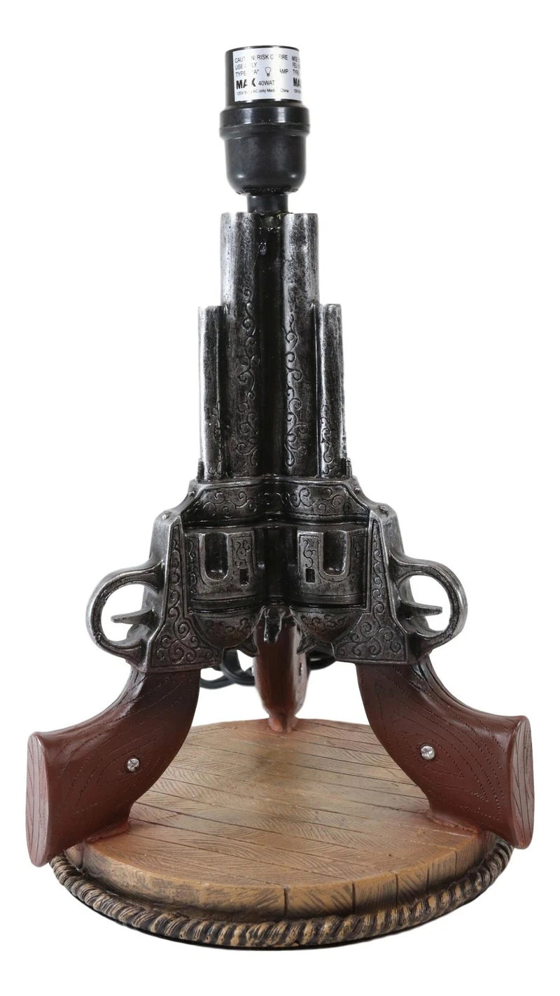 Western Wild West Triple Six Shooters Revolver Guns Side Table Lamp Statue Decor-3