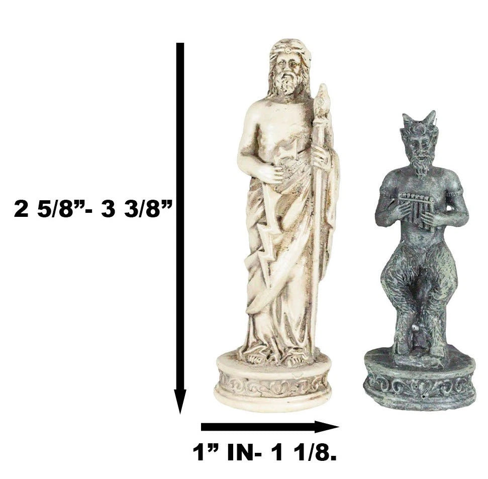 Olympus At War Greek Olympian Deities Resin Chess Pieces W/Glass Board Set-6