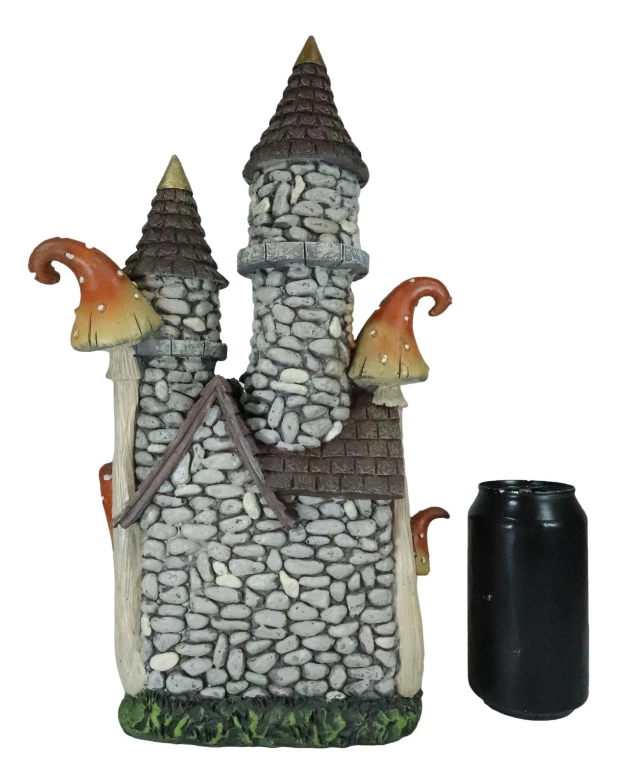 Fairy Garden LED Light Up Castle Stone House With Tall Tower Roofs Figurine-3