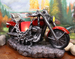 Red Vintage Motorcycle Chopper Bike Electric Oil Or Tart Burner Figurine-1