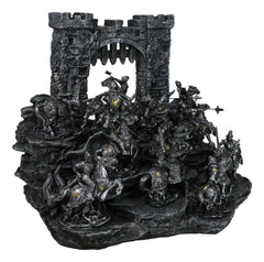 Set of 12 Mini Armored Knights On Horses And Medieval Castle Drawbridge Display-1