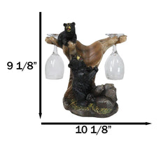 10"H Climbing Black Bear Liquor Wine Glasses and Bottle Holder Figurine-4