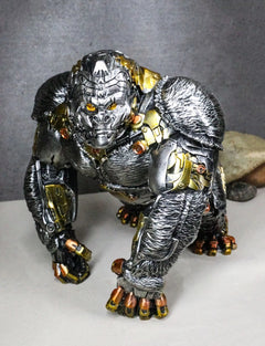 Steampunk Gearwork Cyborg Metallic Primate Silverback Gorilla Kong Figurine-1