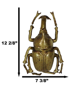 Large Gold Resin Rhinoceros Beetle Wall Sculpture Or Table Decor Figurine-3
