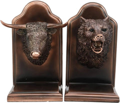 Wall Street Stock Market Bull VS Bear Bookends Bronze Electroplated Figurine-6