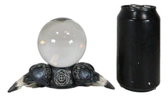 Wicca Psychic Raven Skulls Sacred Geometry Crystal Glass Gazing Ball Figurine-3