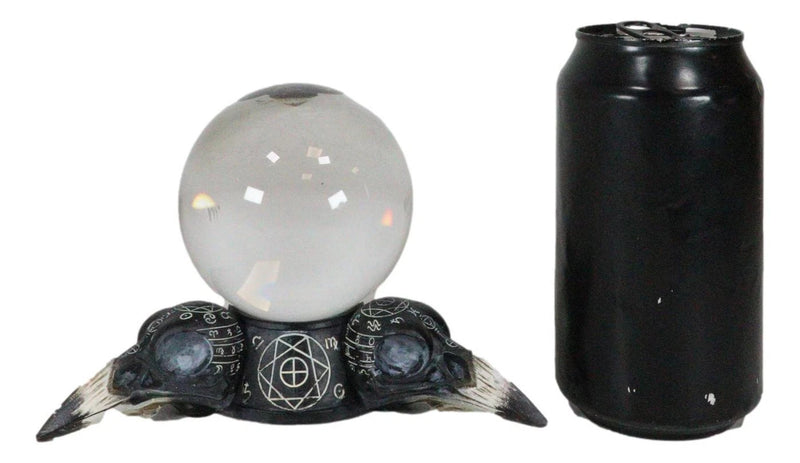 Wicca Psychic Raven Skulls Sacred Geometry Crystal Glass Gazing Ball Figurine-3