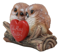 Romantic Owl Couple Statue Owl Always Love You Owl Lovebirds Holding Heart Sign-1