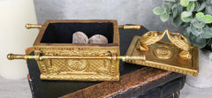 Matte Gold Ark Of The Covenant Model With Contents Figurine Decorative Box 1:16-3