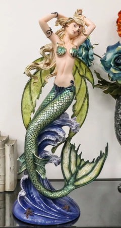 Large Nautical Ocean Dancing Mermaid Statue 26"H Goddess Venus Rising Figurine-2