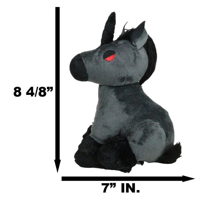 Mythical Fantasy Legend Black Dark Unicorn Hell Steed Luxe Soft Plush Toy Doll-2