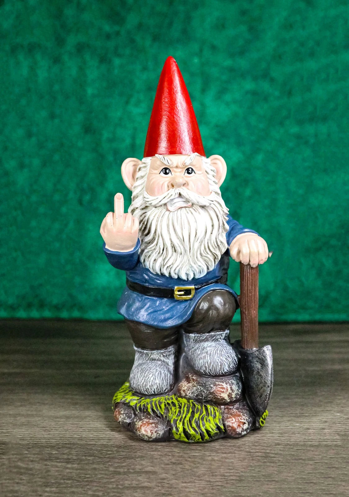 9" You Dig? Shovel Gnome Garden Greeter Gnome Dwarf Flip The Bird Statue-2
