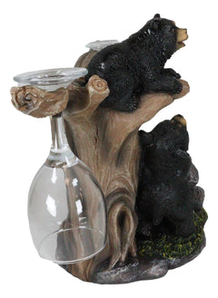 10"H Climbing Black Bear Liquor Wine Glasses and Bottle Holder Figurine-5