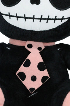 Furry Bones Skeleton Black Tuxedo Bunny With Pink Polka-dot Tie Plush Toy Doll-5
