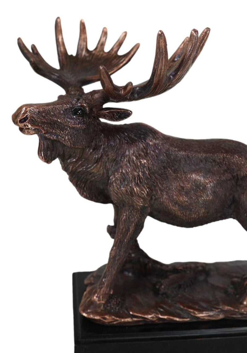 The Emperor Wild Elk Bull Moose Statue Bronze Electroplated Figurine With Base-3