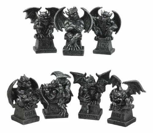 The Allegorical Seven Deadly Sins Gargoyle Figurine Set of 7 Wicked Gargoyles-2