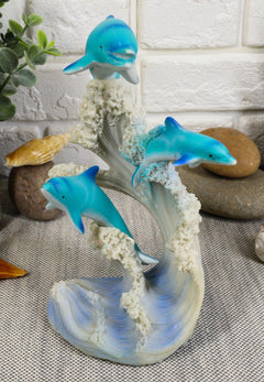 Sea World Three Bottlenose Dolphins Leaping Out Of The Waves Statue 6.25"Tall-2