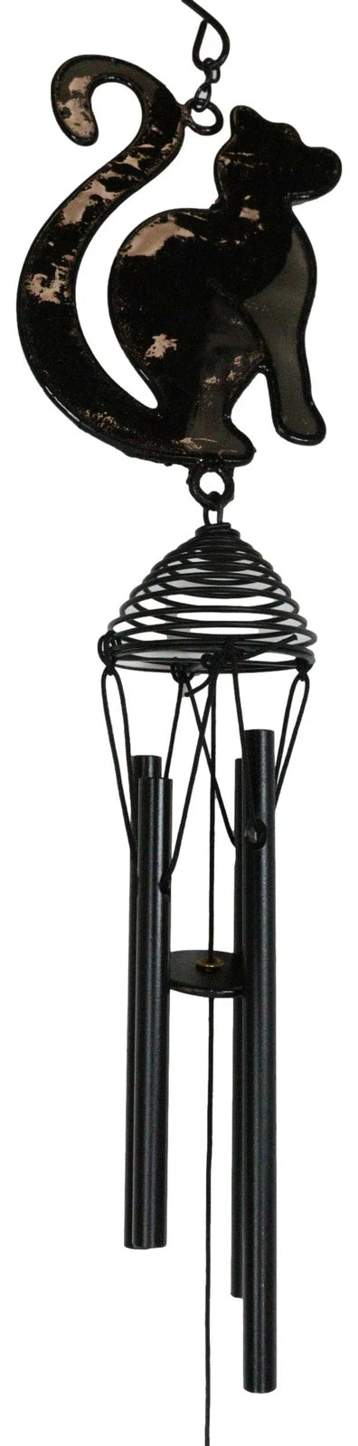 Wicca Witchcraft Black Cat Shadow Profile Stained Glass Wind Chime Suncatcher-5