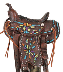 Figura de vaquero de cuero sintético estilo rústico occidental con diseño de vaca de cuernos largos-8