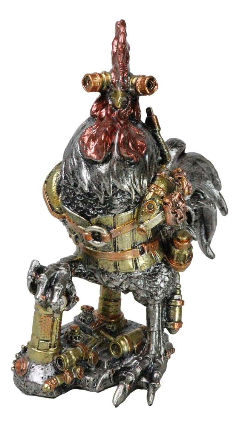 Steampunk Gearwork Robotic Cyborg Rooster Chicken In Battle Armor Figurine-7