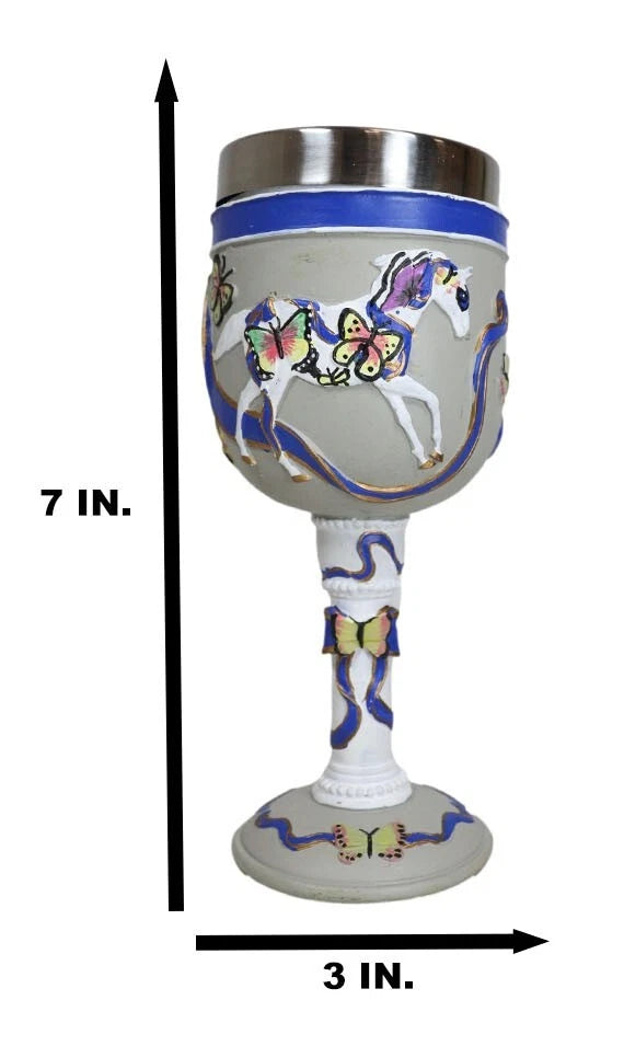 Sendero de ponis pintados Ángeles de la Tierra Pony con mariposas Copa de vino de caballo-6
